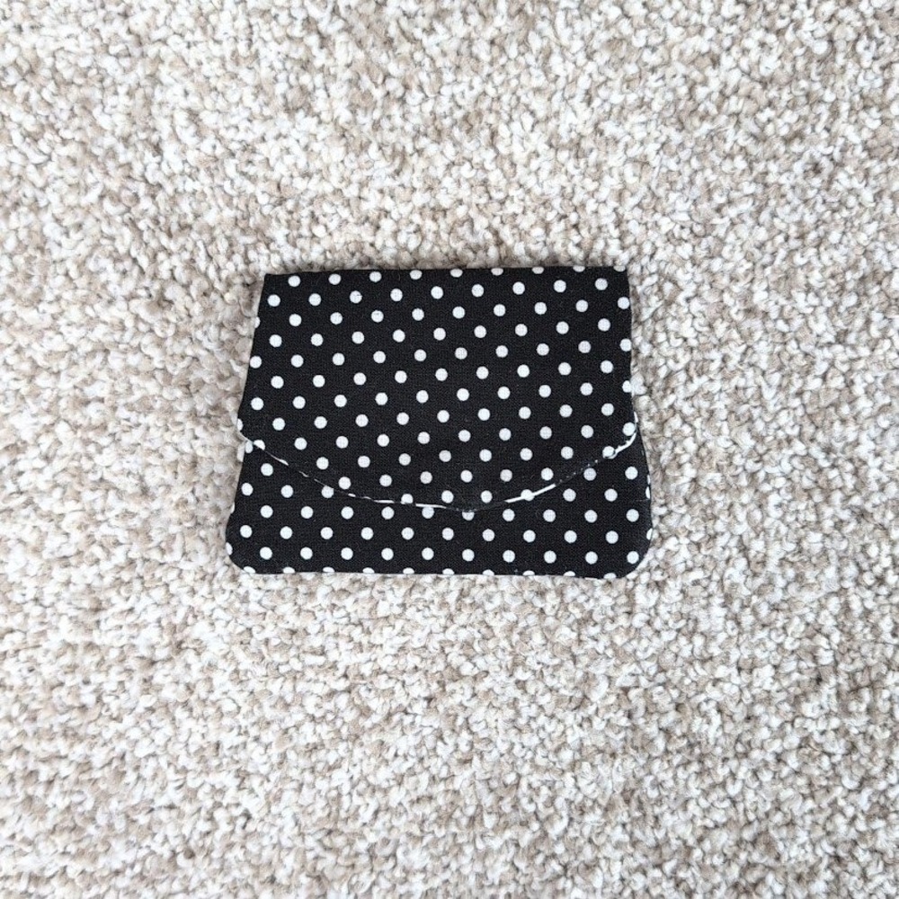 Handmade Pocket Wallet Credit Card Holder Black Polka Dot Mickey Mouse